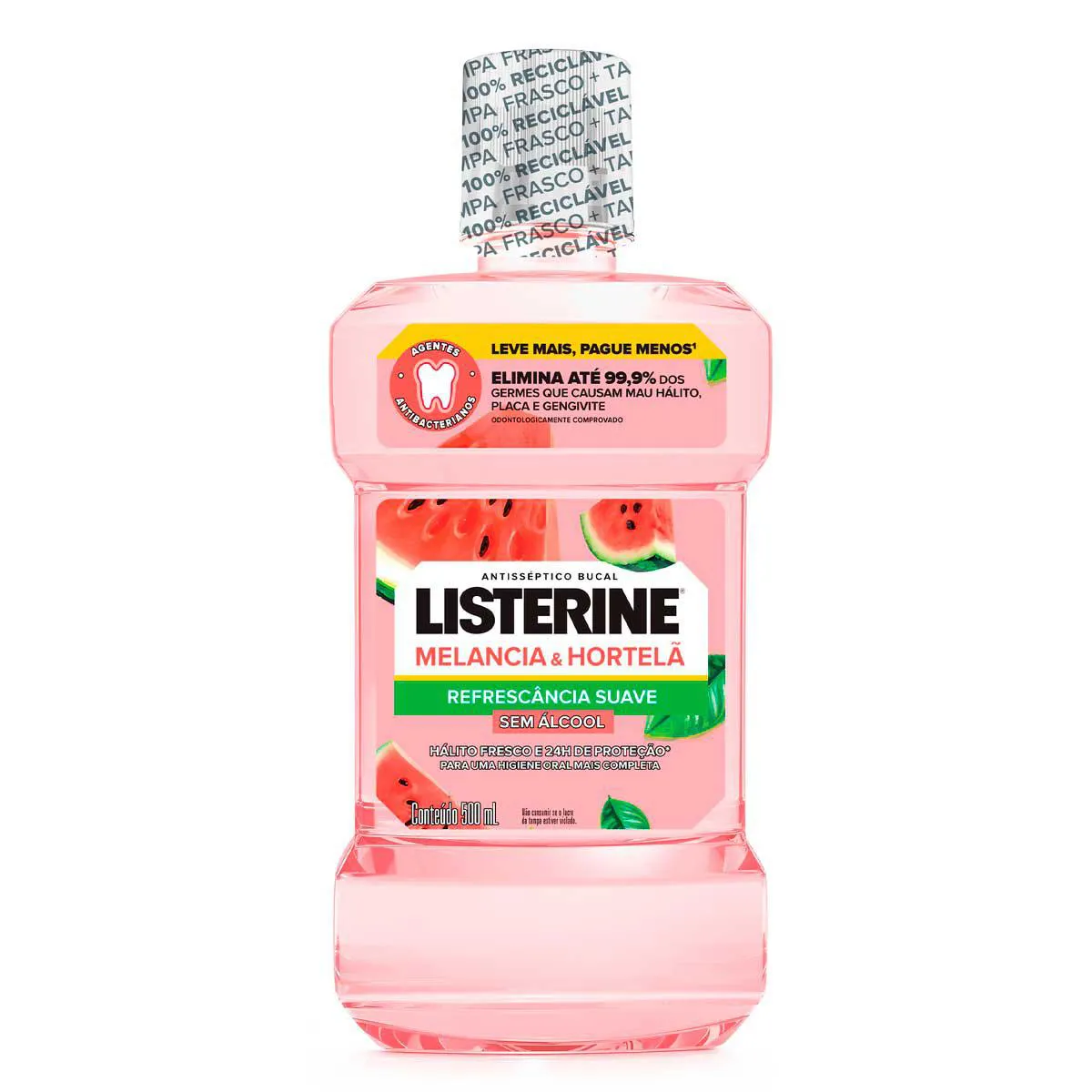 Enxaguante Bucal Listerine Melancia & Hortelã Sem Álcool 500ml