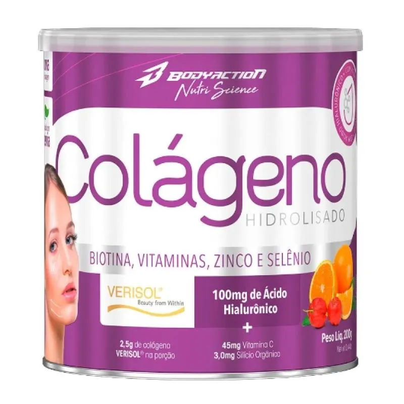 COLÁGENO VERISOL COM ÁCIDO HIALURÔNICO EM PÓ 200g (LARANJA COM ACEROLA)