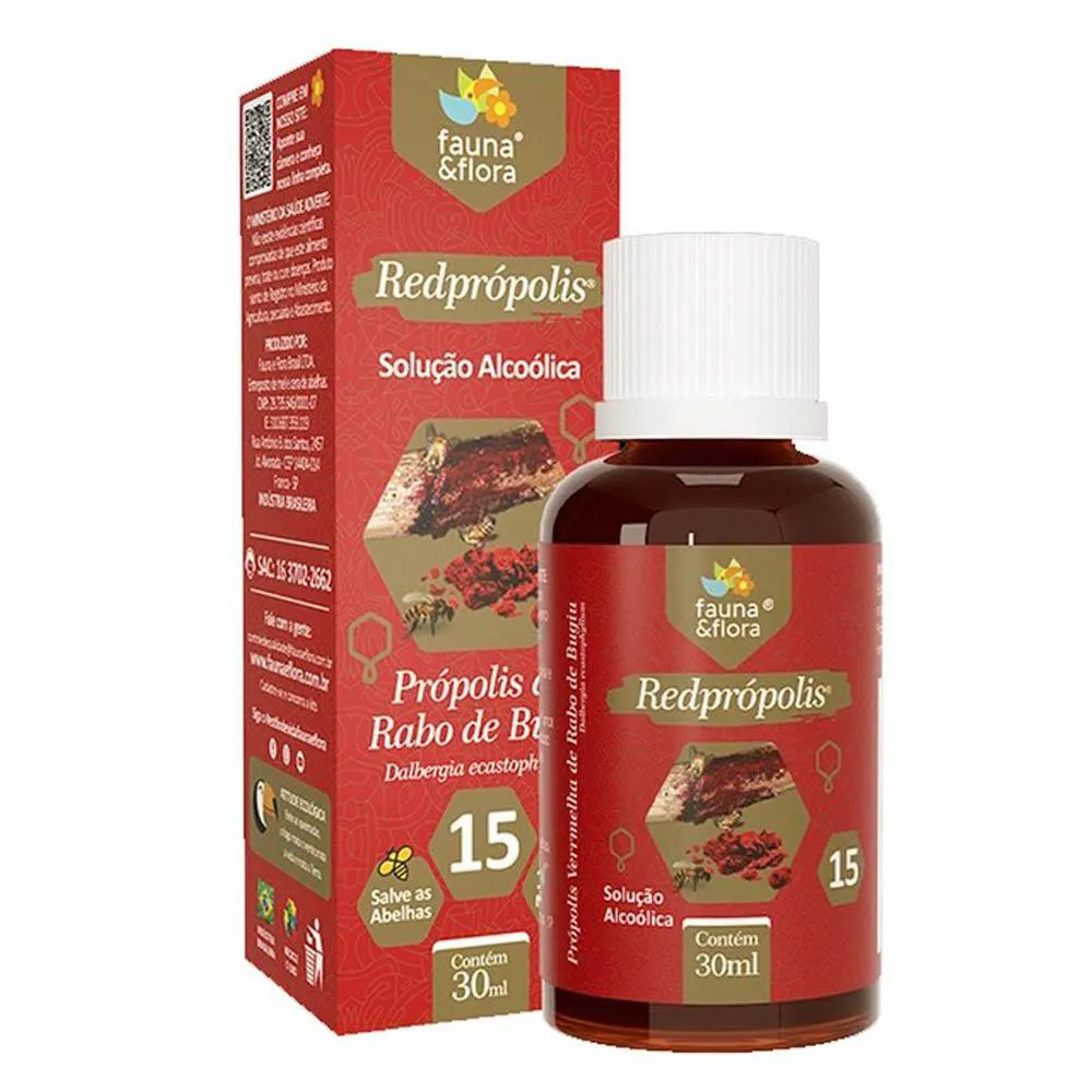 Própolis Vermelho 15% 30ml Redprópolis Solução Alcóolica Fauna e Flora