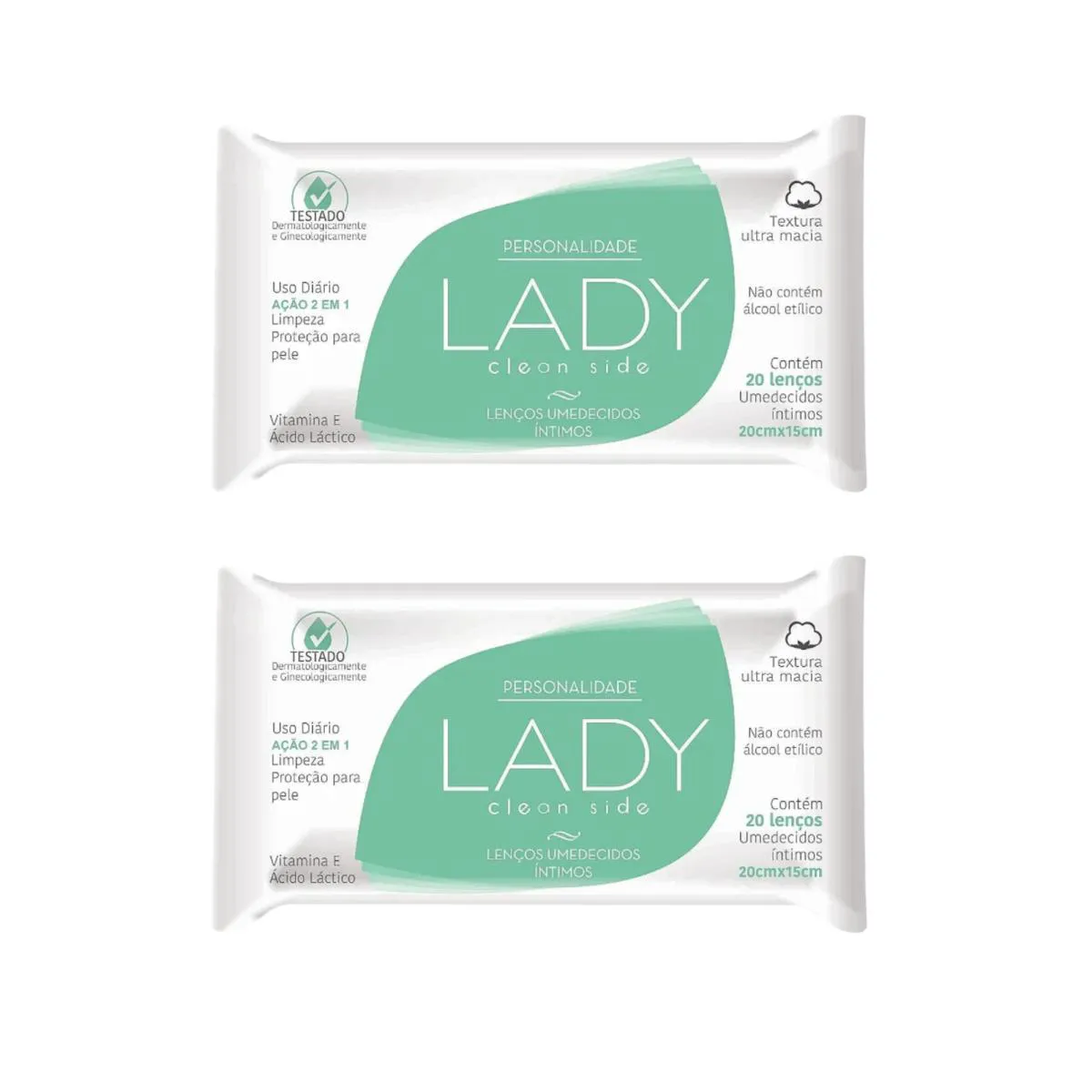 Kit C2 Lenço Íntimos Umedecido Clean Side Lady Personalidade