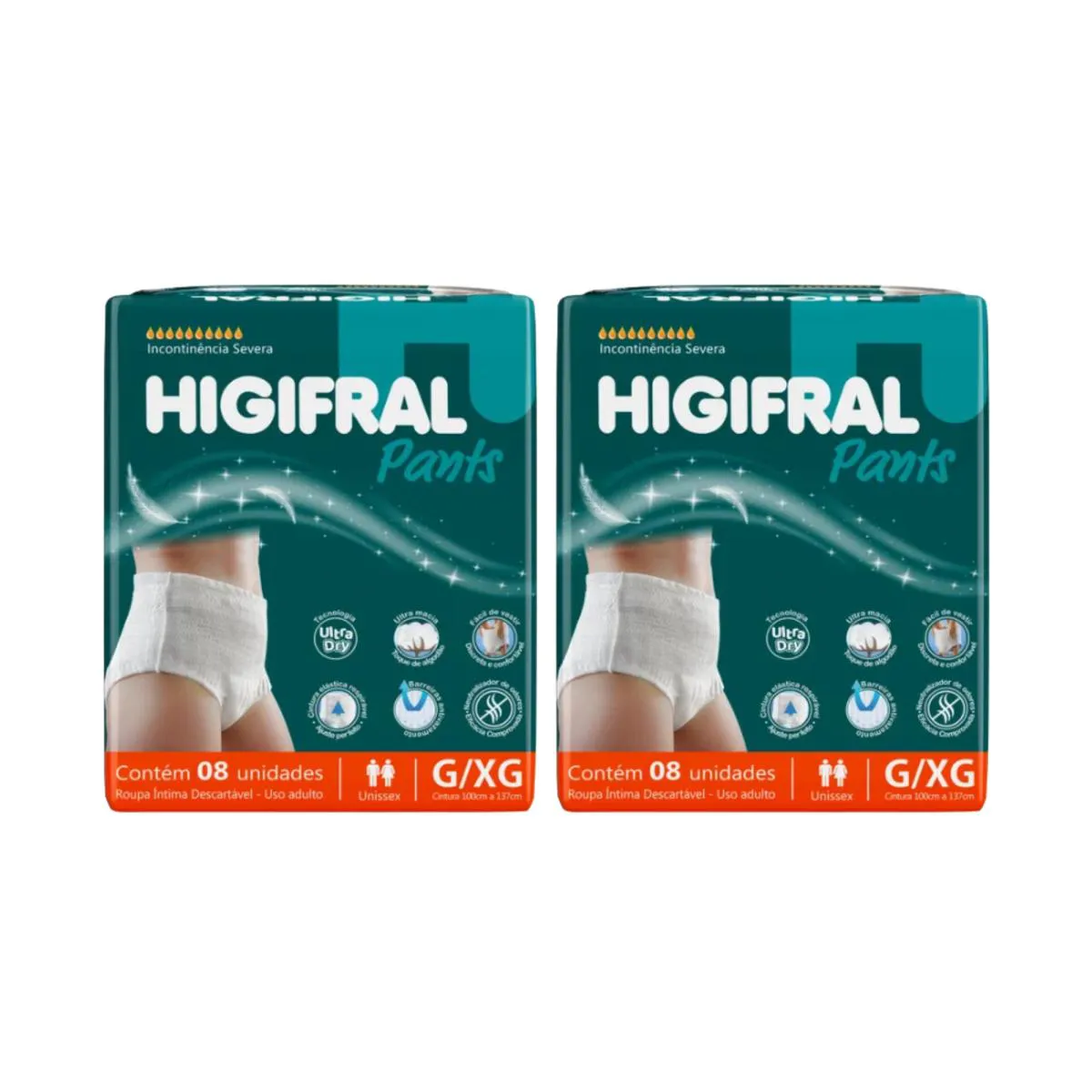 Kit C2 Roupa Íntima Unissex G/XG Pants - Higifral