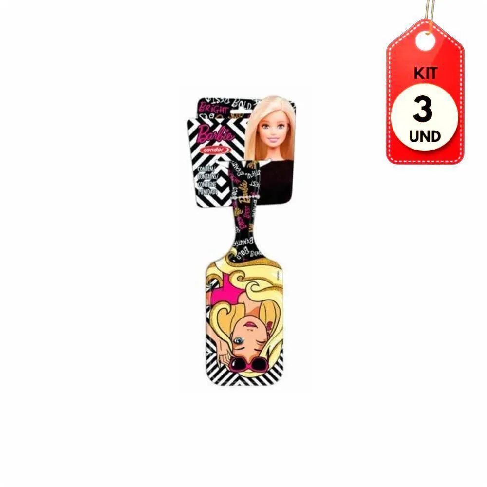 Kit C/03 Condor 6898 Barbie Raquete Escova P/ Cabelo