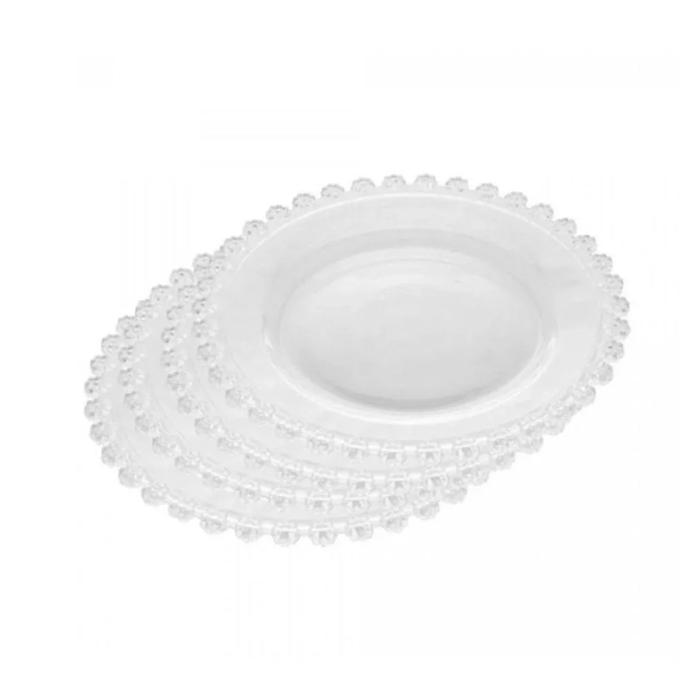 Conjunto 4 Pratos Sobremesa Cristal Daisy 20cm Wolff