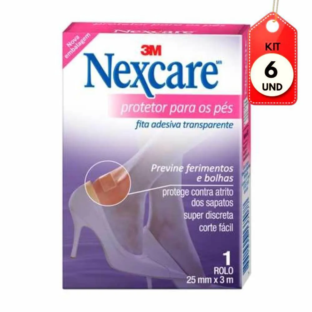 Kit C/06 3m Nexcare Curativo P/ Pés Rolo 25mmx3m