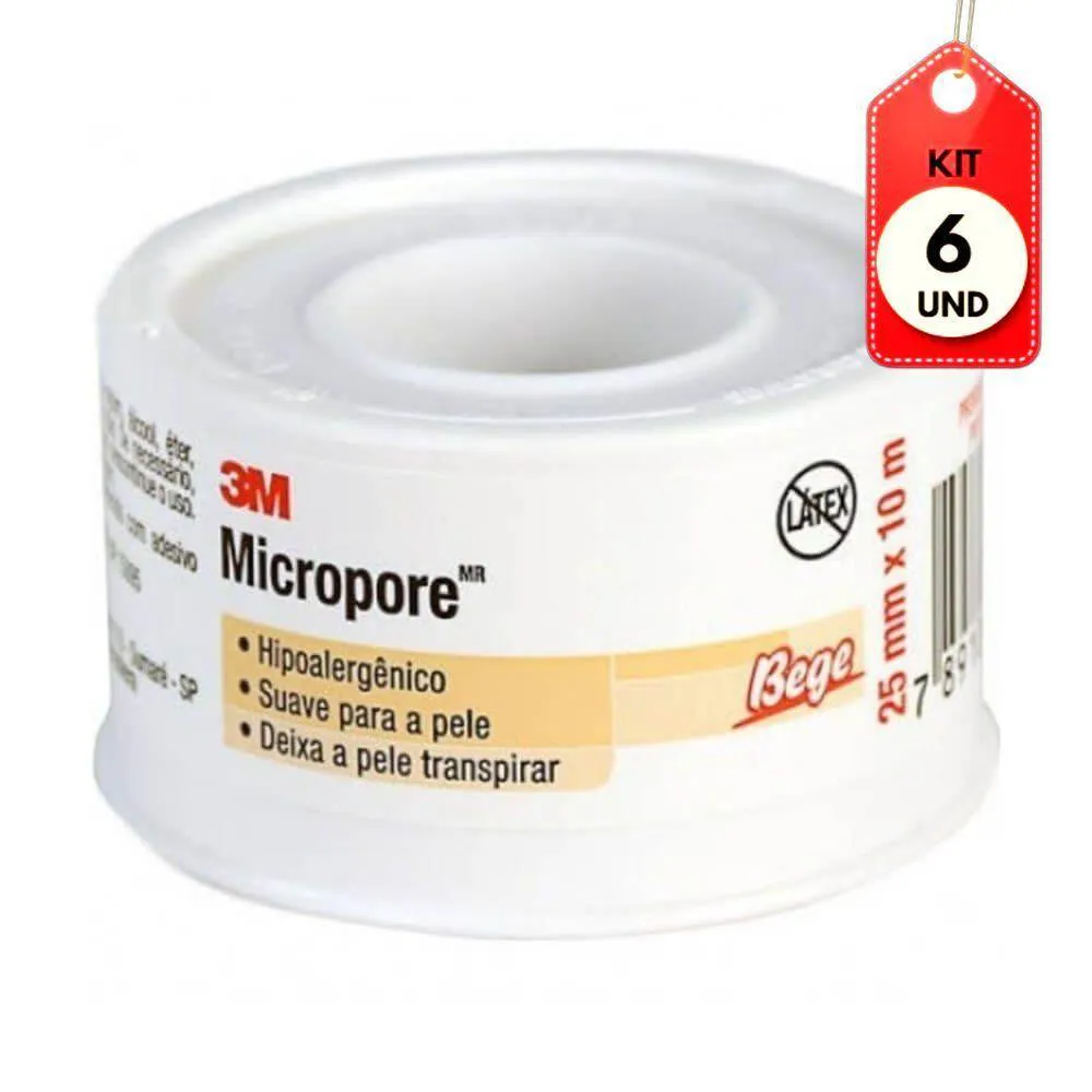 Kit C-06 3m Micropore Hospitalar Bege 25mmx10m