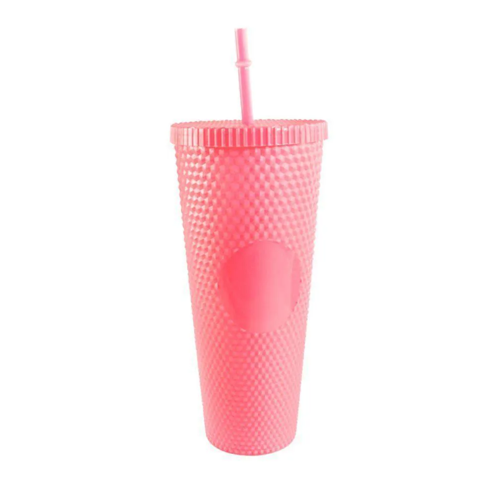 Copo Com Canudo Rosa Claro 1 Litro