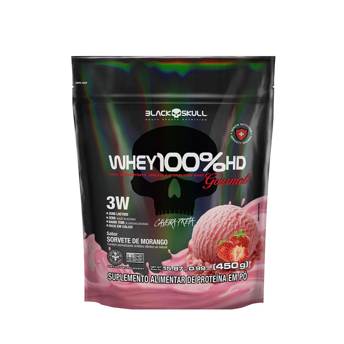 WHEY 100%HD GOURMET 450g REFIL NA NA Morango