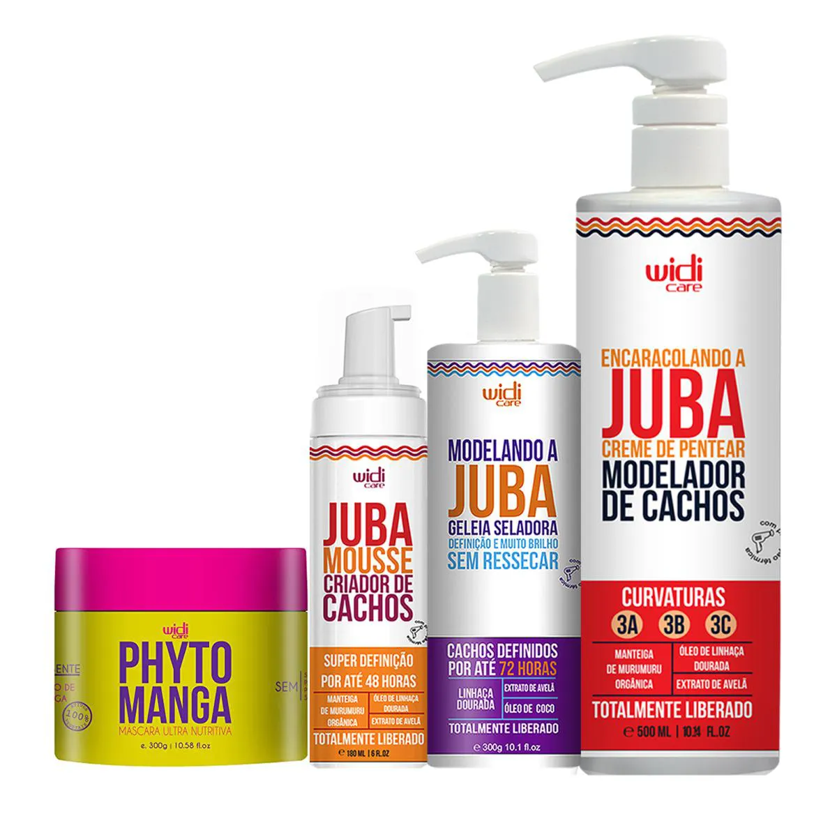 Kit Encaracolando Juba Geleia, Mousse, Máscara Phyto Manga