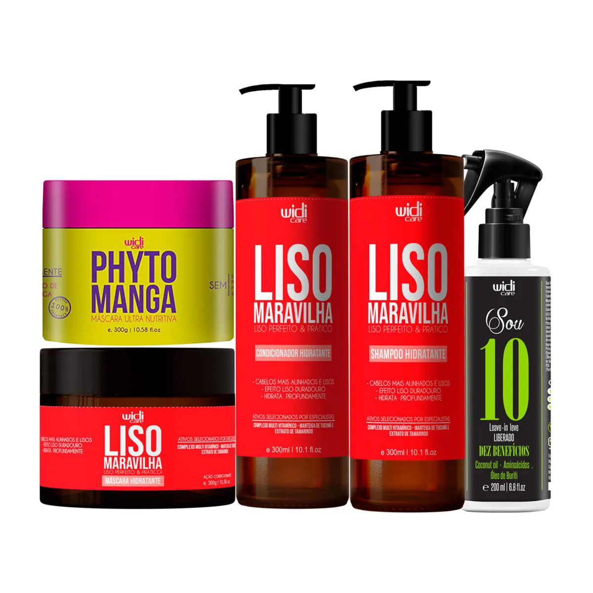 Kit Widi Sou 10 Leavein, Masc Phyto 300 Sham Cond Masc Liso
