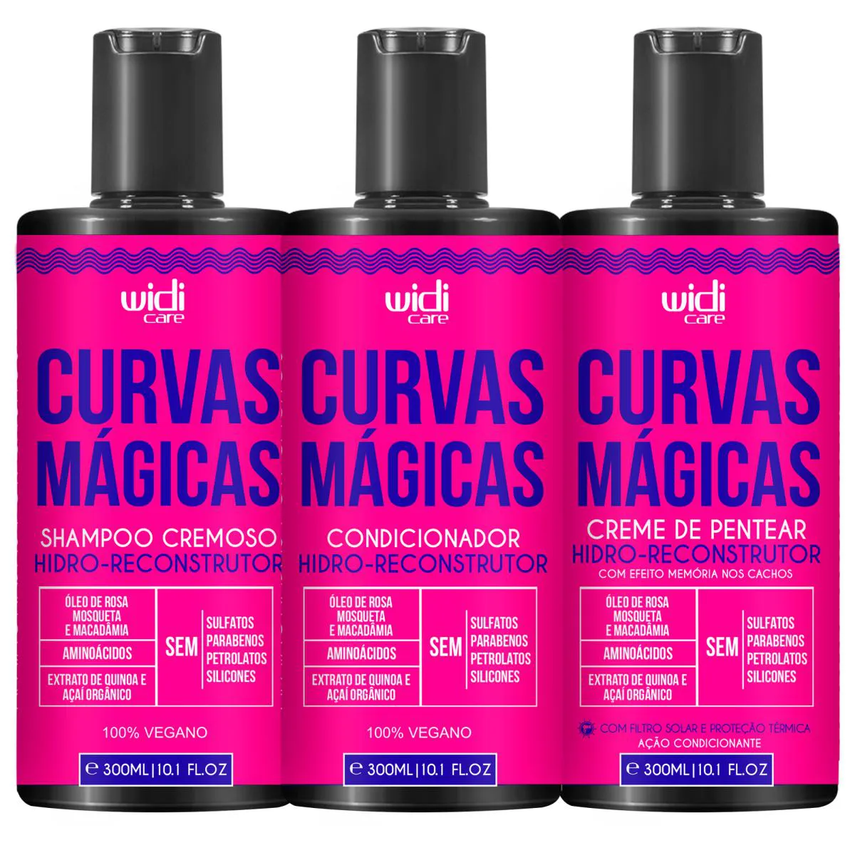 Kit Widi Care Curvas Mágicas Shampoo, Condicionador e Creme de Pentear