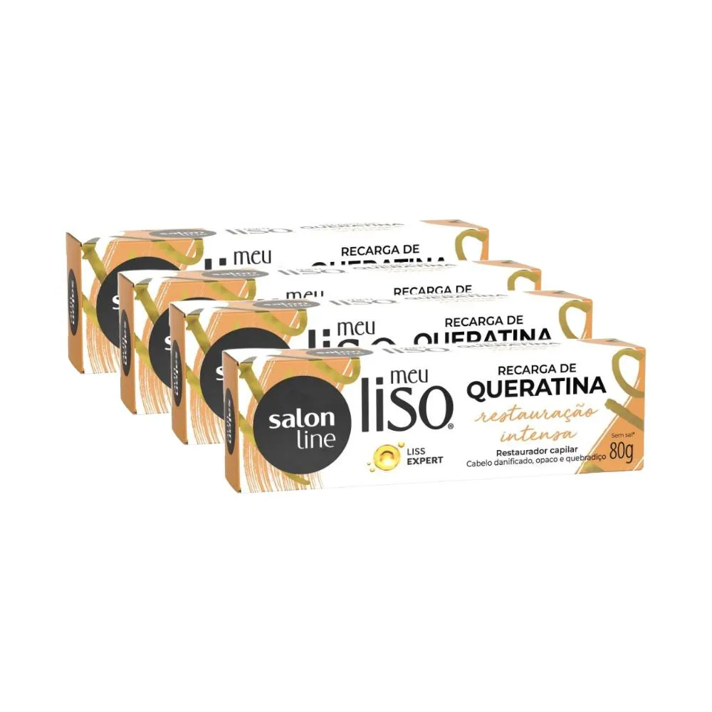 Kit Recarga Queratina Salon Line Meu Liso Restauração Intensa 80g (4 unidades)