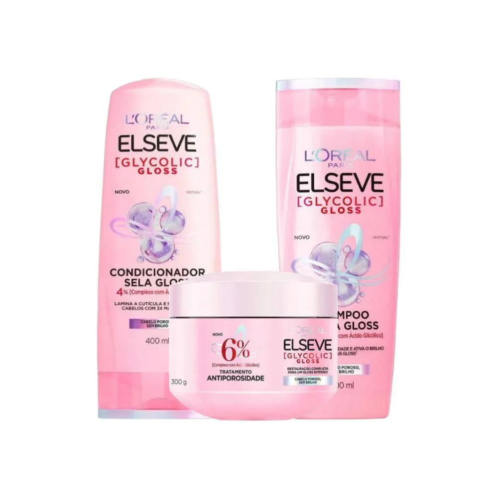 Kit Elseve L’Oréal Paris Glycolic versão 400ml (3 produtos)