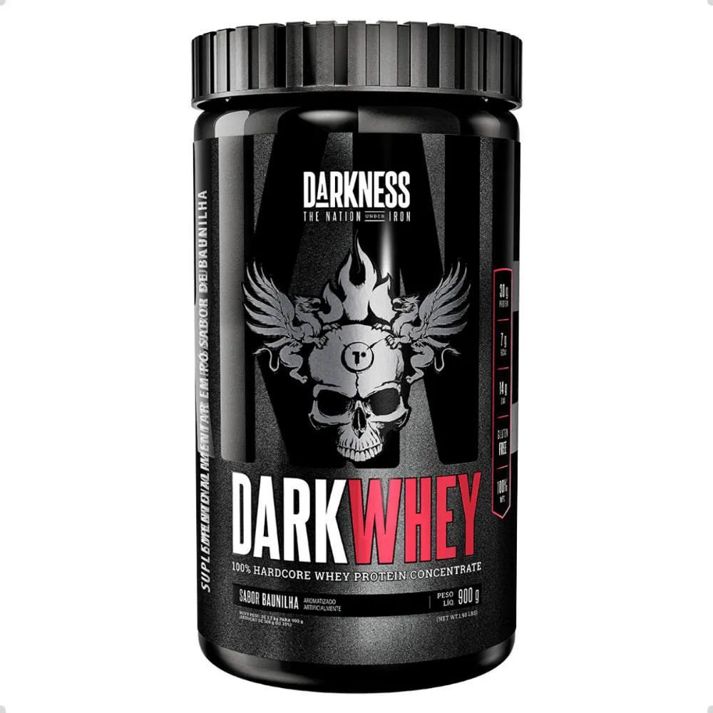 Dark Whey Protein 100% Concentrate Pote 900g Darkness Baunilha