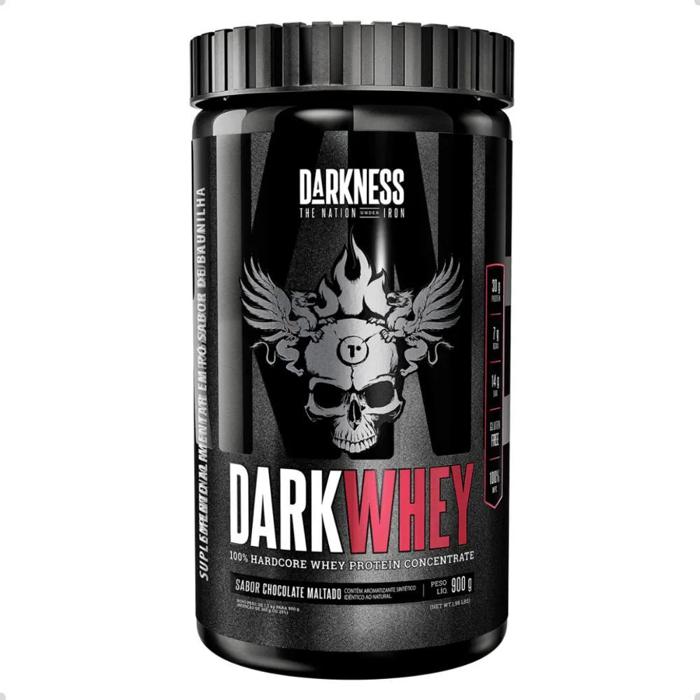 Dark Whey Protein 100% Concentrate Pote 900g Darkness Chocolate