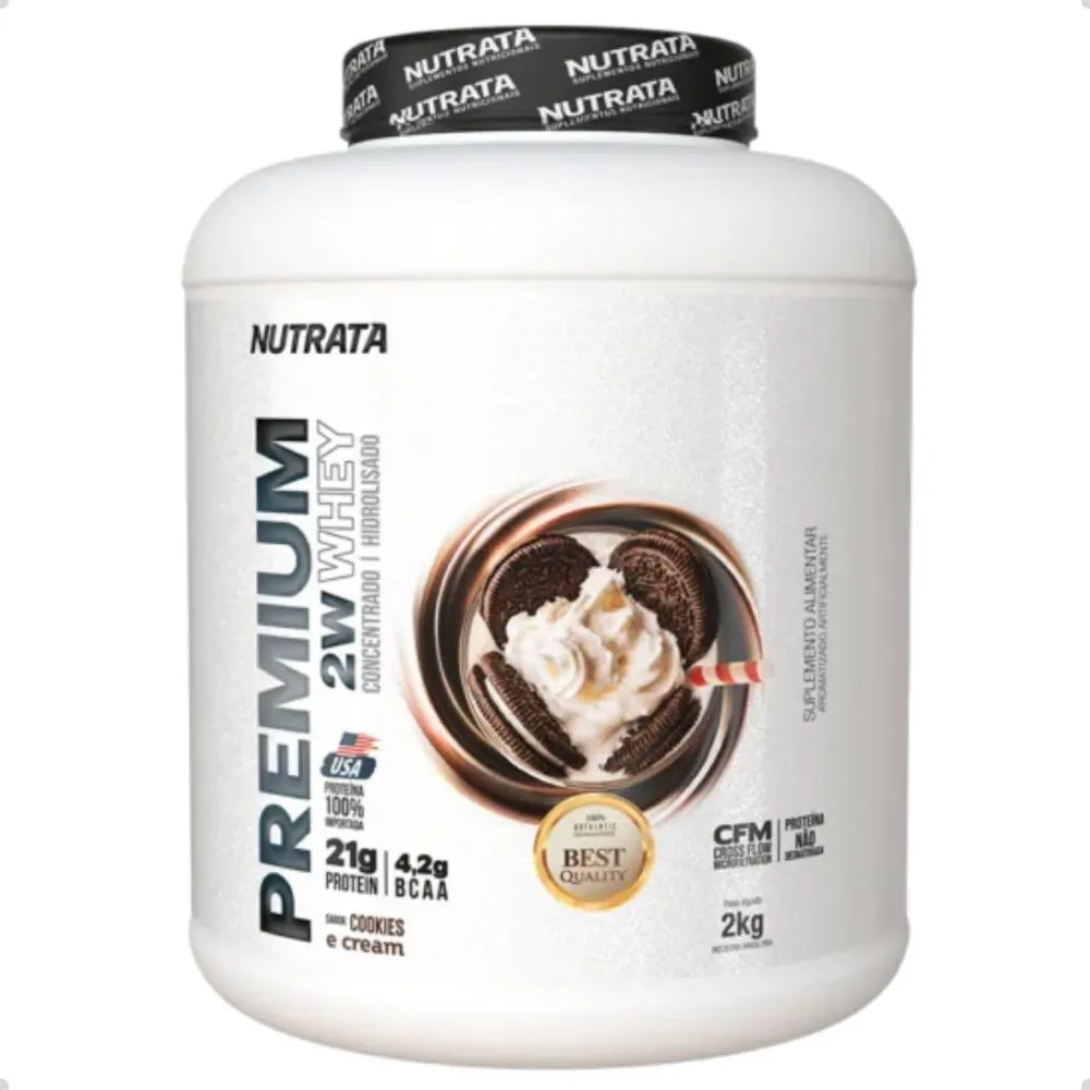 Premium Whey 2W Concentrado Isolado 2Kg Nutrata Cookies E Cream