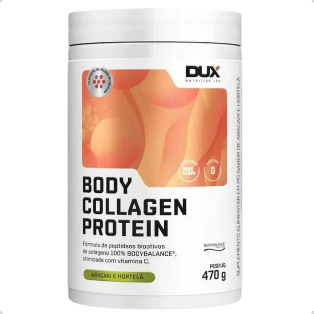 Collagen Body Protein Balance Vitamina C 450g Dux Nutrition Abacaxi E Hortelã
