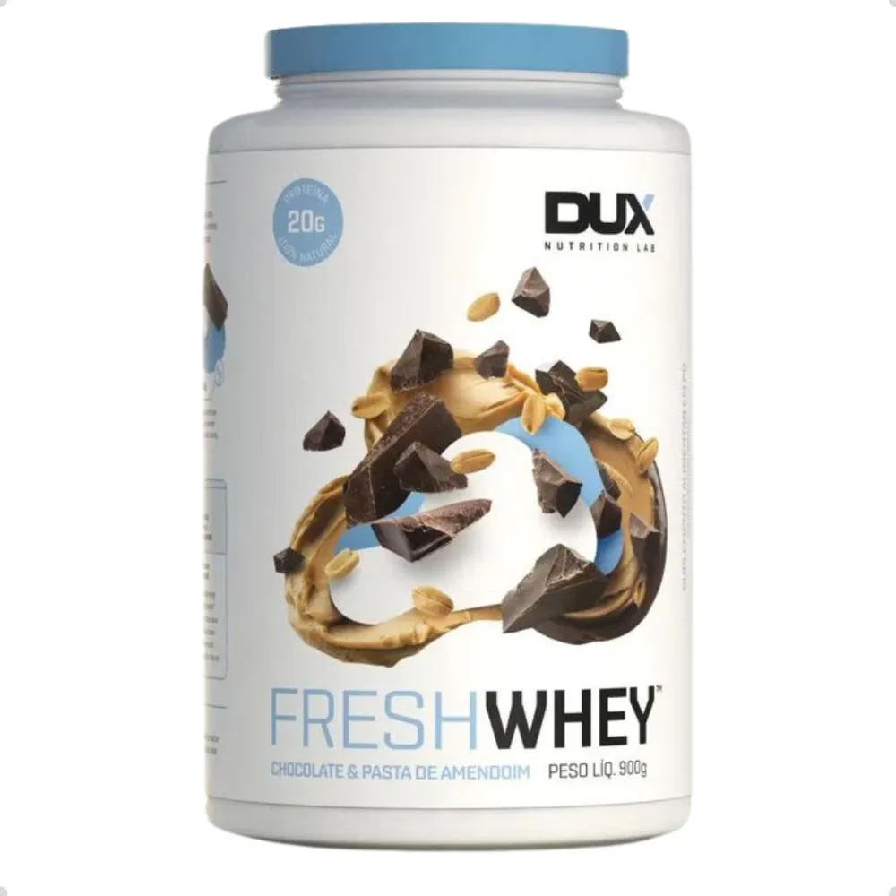 Whey Protein Fresh 3W 100% Natural 900g Dux Nutrition Chocolate E Amendoim