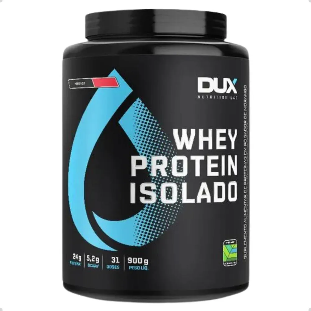 Whey Protein Isolado Pote 900g Dux Nutrition Morango