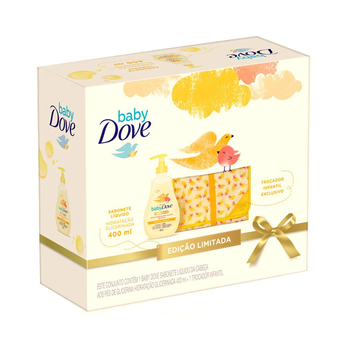 Kit Dove Baby Sabonete Líquido Hidratação Glicerinada 400ml + Trocador de Fraldas Infantil