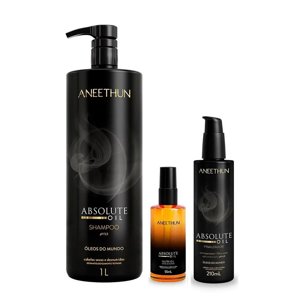 Kit Aneethun Absolute Oil - Shampoo 1l + Finalizador 210ml + Óleo 55ml