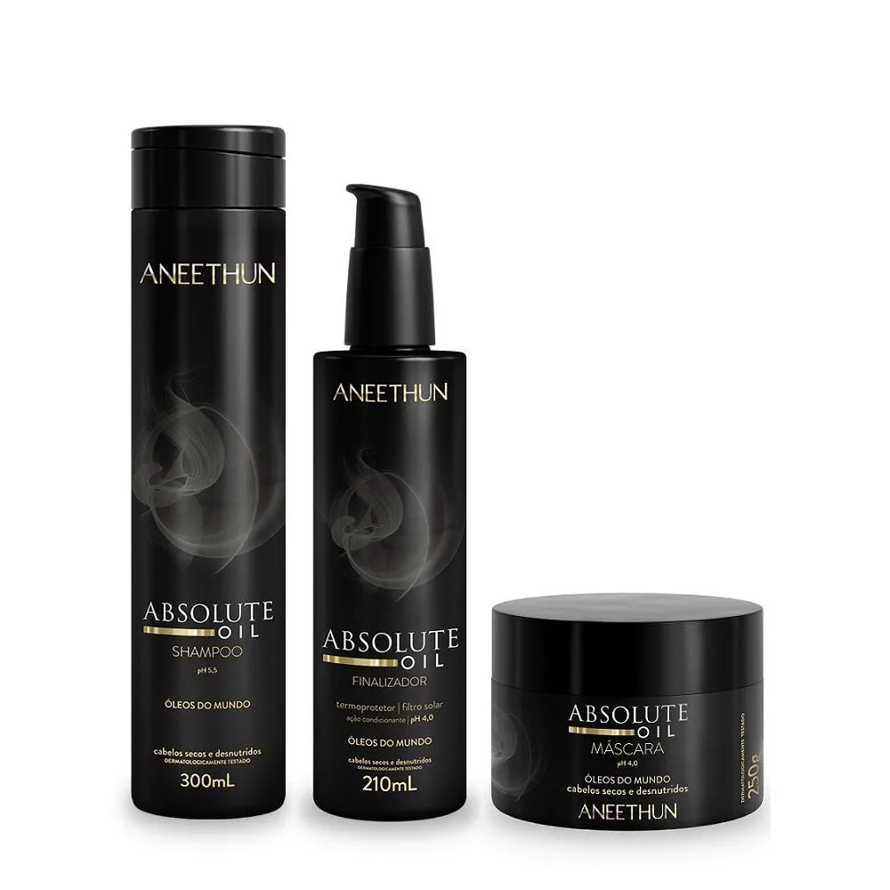 Kit Aneethun Absolute Oil - Shampoo 300ml + Máscara 250g + Finalizador 210ml