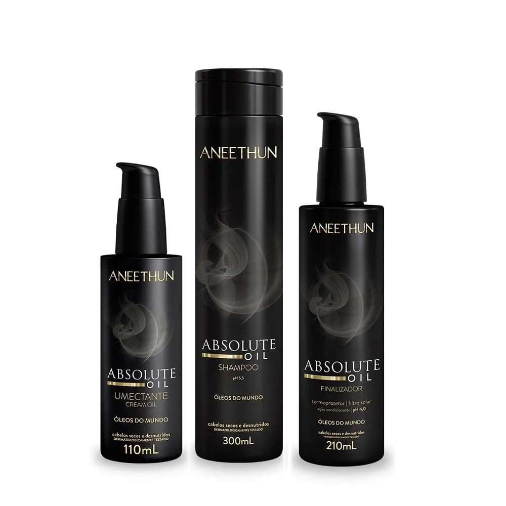 Kit Aneethun Absolute Oil - Shampoo 300ml + Finalizador 210ml + Umectante 110ml