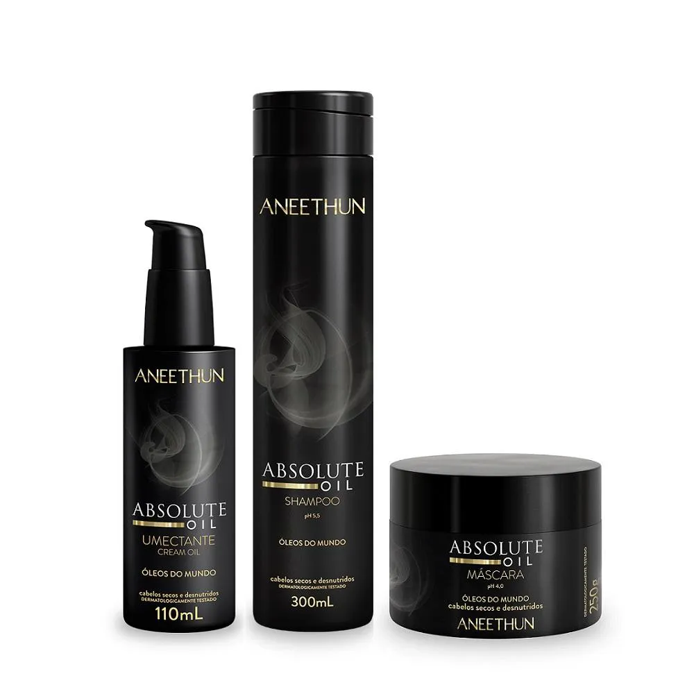Kit Aneethun Absolute Oil - Shampoo 300ml + Máscara 250g + Umectante 110ml
