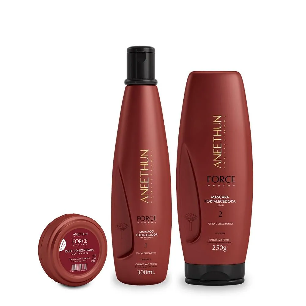 Kit Aneethun Force Shampoo 300ml + Máscara 250g + Dose 25g