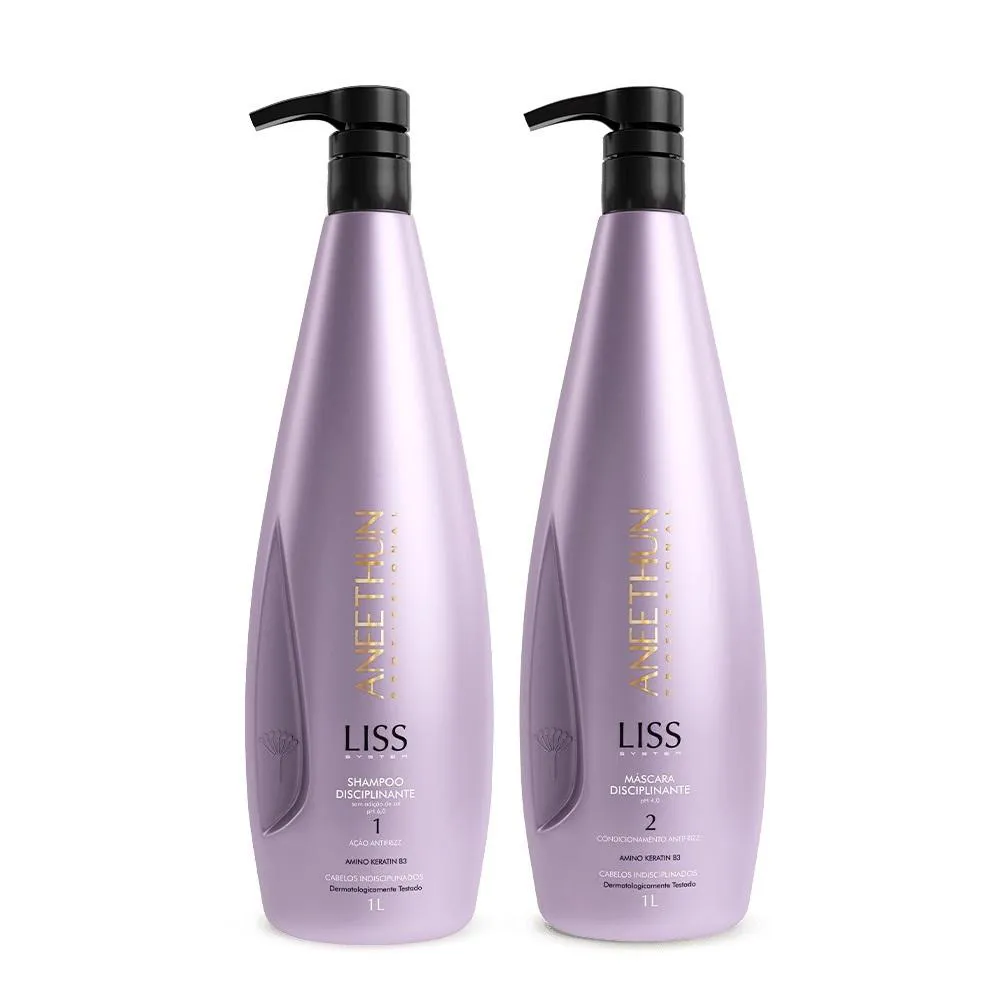 Aneethun Liss System Shampoo 1 Litro + Máscara Disciplinante 1 Litro