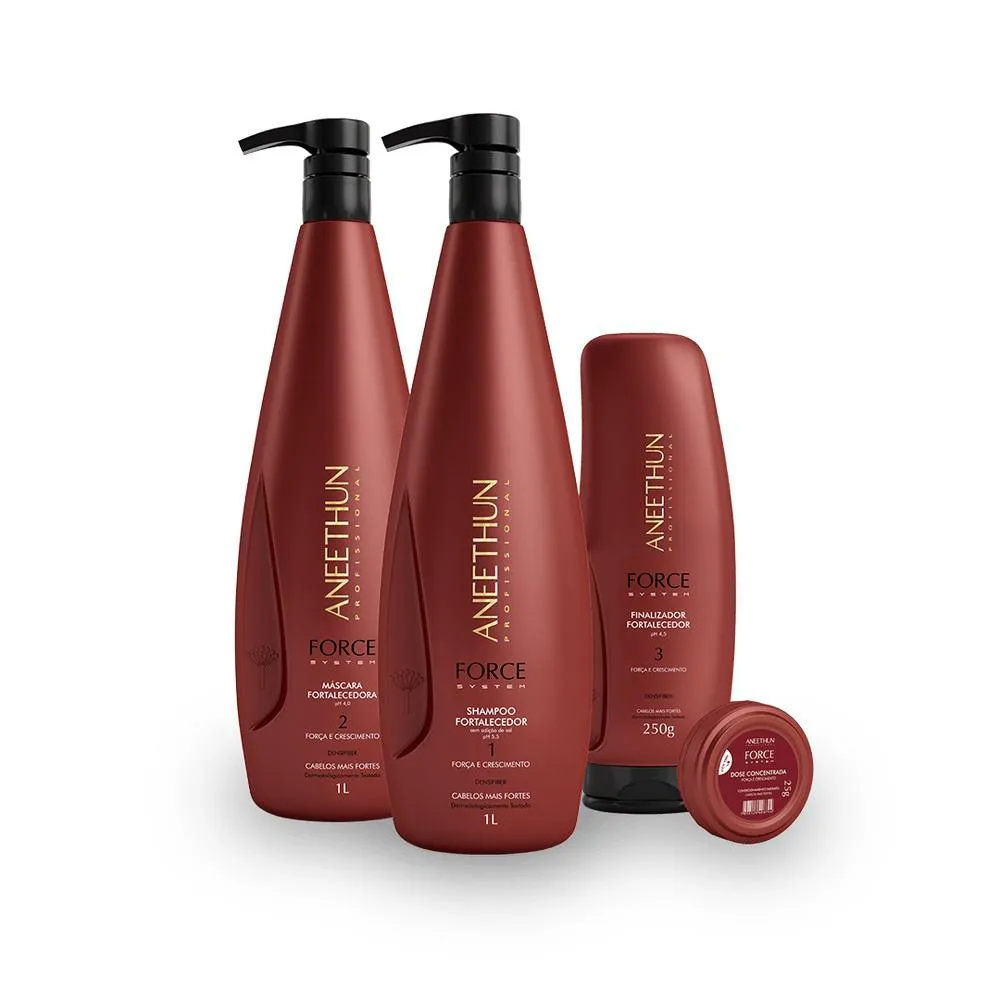 Aneethun Force - Shampoo 1l + Mascara 1l + Finalizador 250g + Dose Uni