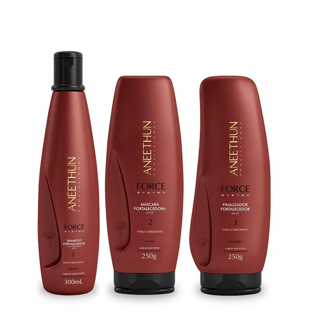 Aneethun Force System Kit Shampoo 300ml + Máscara 250ml + Finalizador 250ml