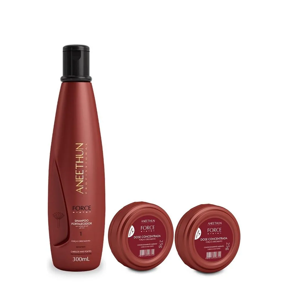 Aneethun Force System - Kit Shampoo 300g e 2 Dosador Fortificante