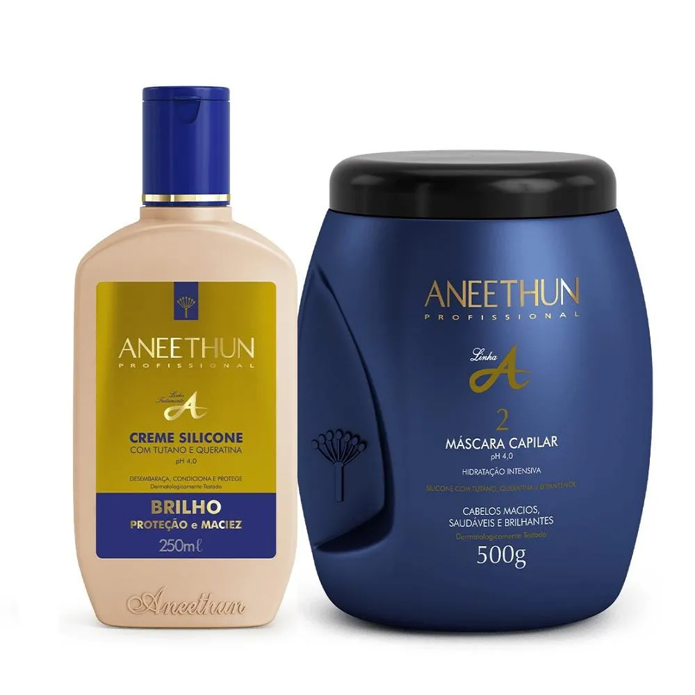 Kit Aneethun Linha A Creme de Brilho 250ml + Máscara 500g