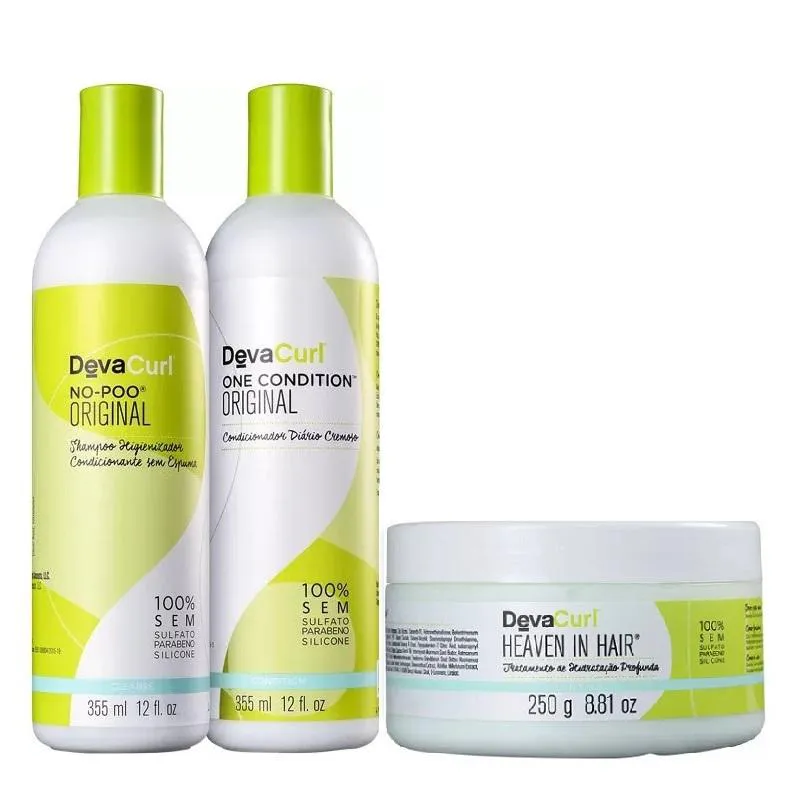 Kit Deva Original Shampoo No Poo 355ml + Condicionador 355ml + Heaven in Hair 250g