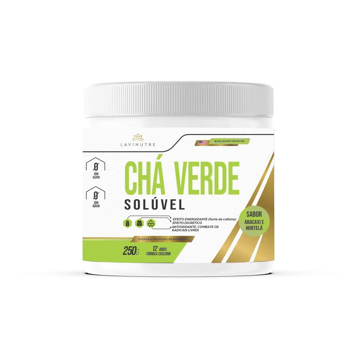 CHÁ VERDE SOLUVEL SABOR ABACAXI COM HORTELA -250g