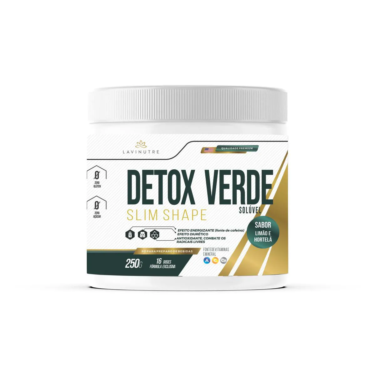 DETOX VERDE Sabor Limão e Hortelã- 250g