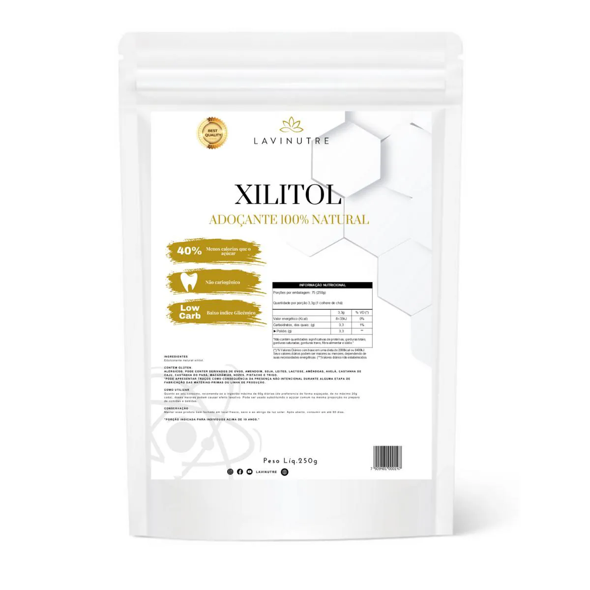 Xilitol Puro Adoçante Dietético 250g