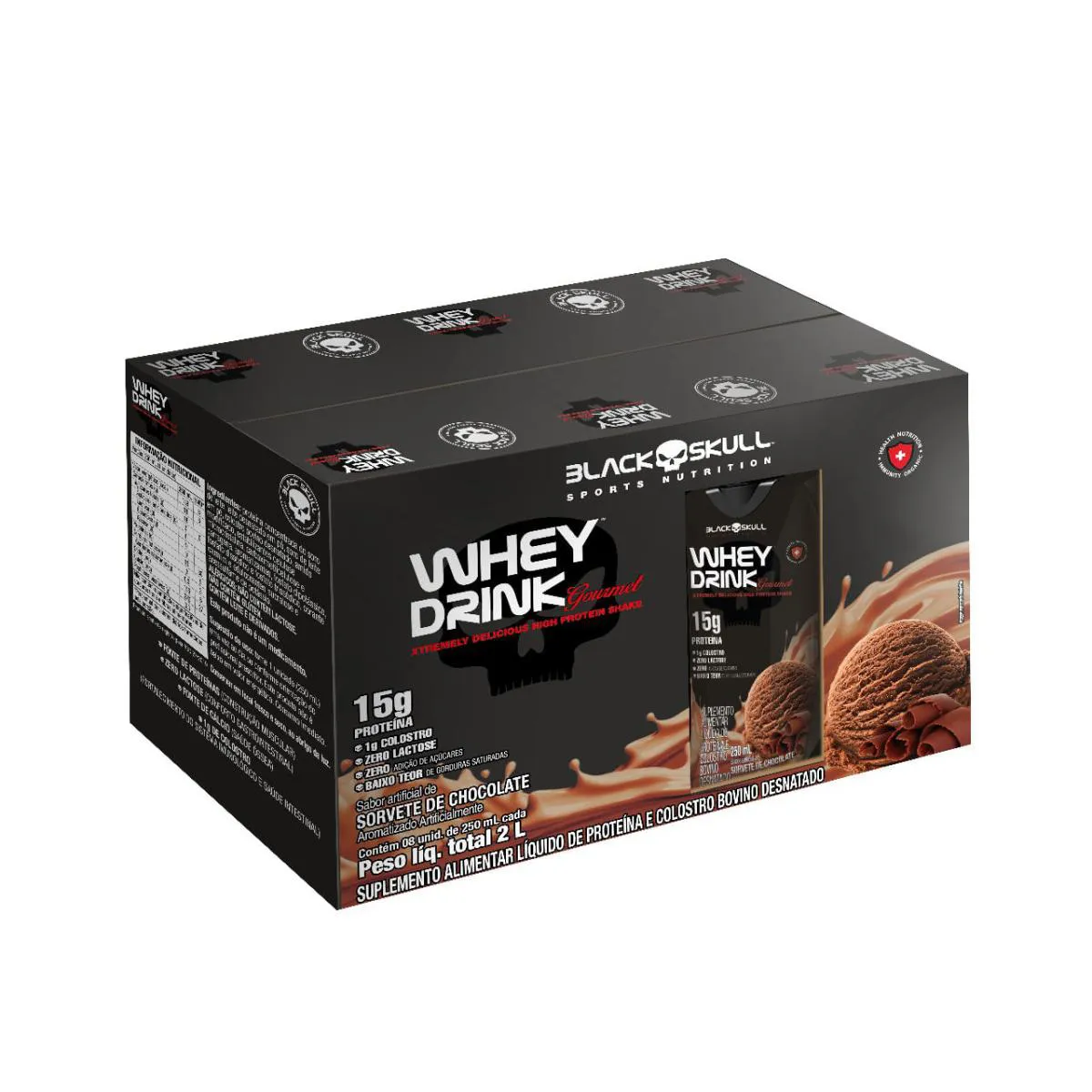 WHEY DRINK GOURMET - PRONTO PARA BEBER - PACK 8 UNID WHEY DRINK GOURMET 250ML - SORVETE DE CREME - PACK 8 UNID NA NA Chocolate