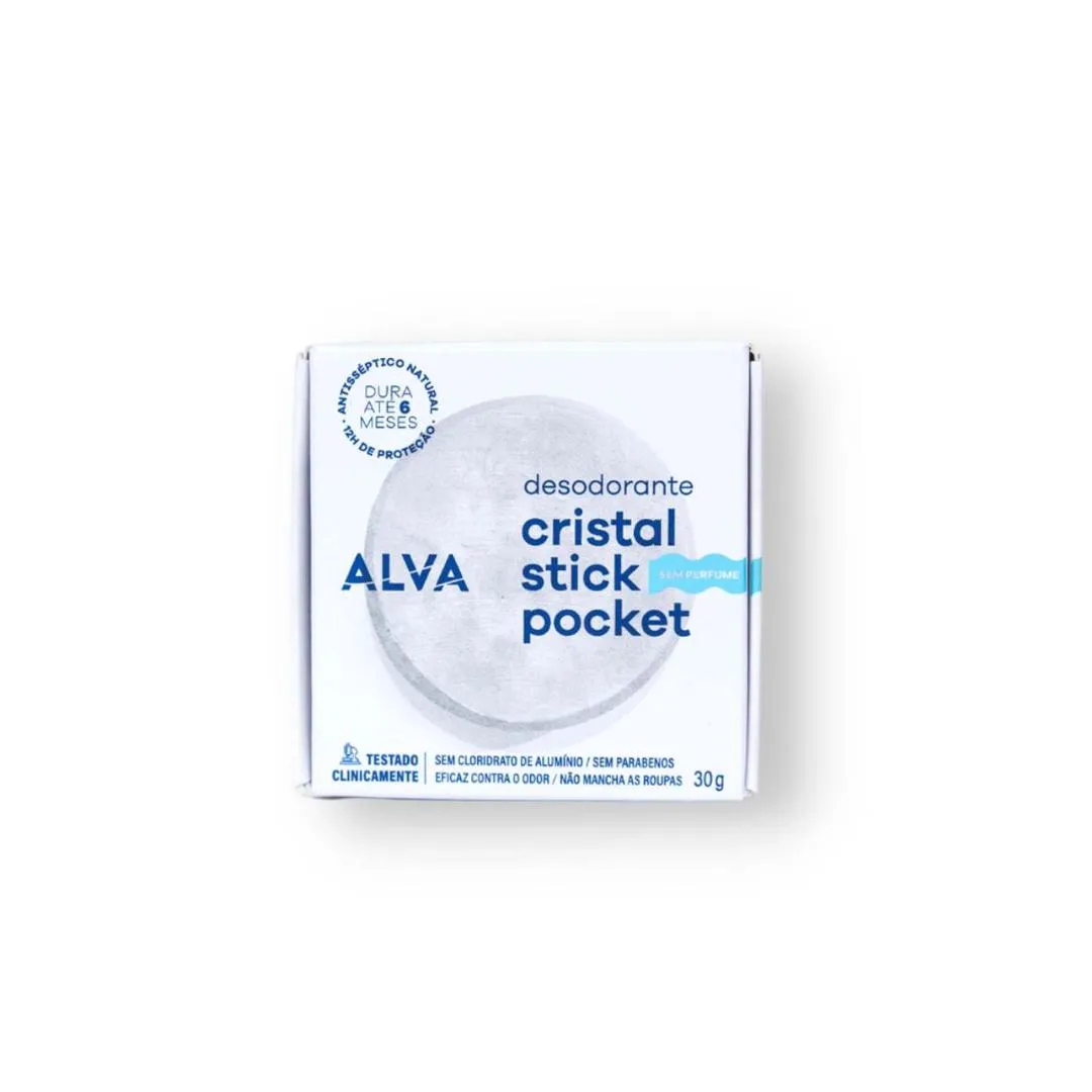 Alva Cristal Stick Pocket - Desodorante Sem Perfume 30g