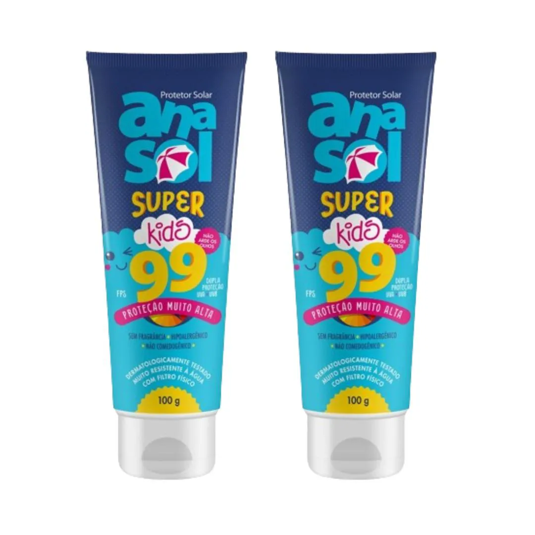 Kit Anasol Protetor Corporal Kids Fps 99 100 gr Toque Seco Vegano 2 unidades