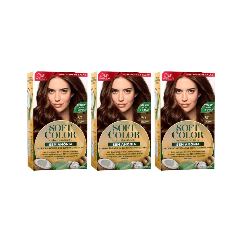 Coloraçao Soft Color 50 Castanho Claro-Kit C/3un