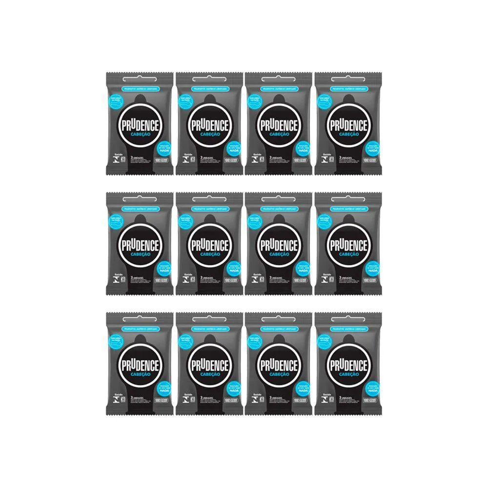 Kit C/ 12 Pacotes Preservativo Prudence Cabeção