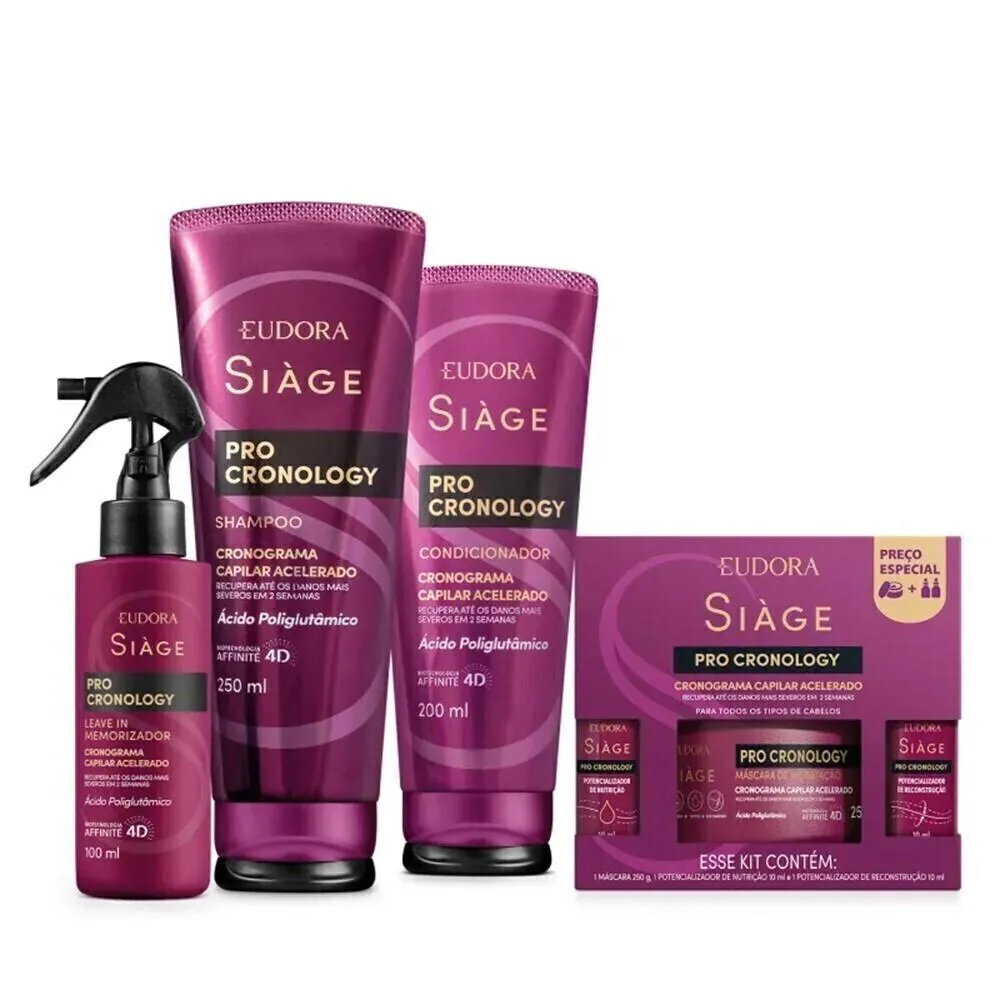 COMBO SIÀGE PRO CRONOLOGY CRONOGRAMA CAPILAR ACELERADO COMPLETO (4 ITENS)