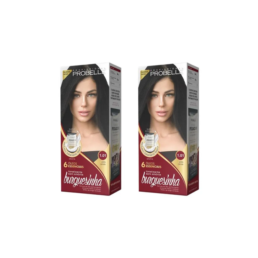 Coloraçao Probelle Burguesinha 1.01 Preto Carvao-Kit C/2un