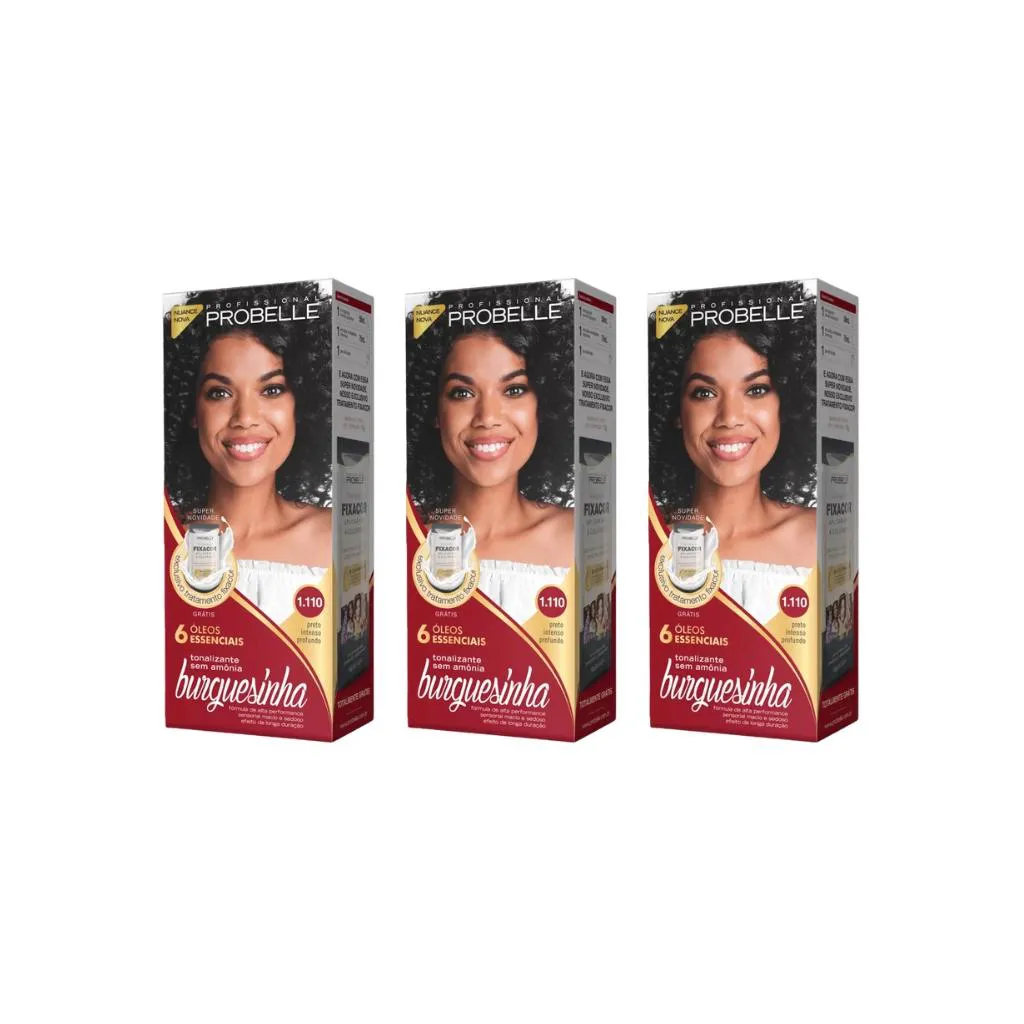 Coloraçao Probelle Burguesinha 1.110 Preto Intenso Prof-3un