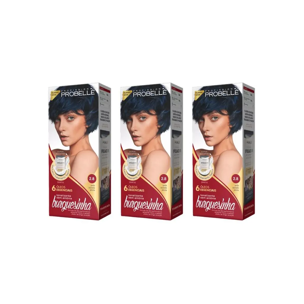 Coloraçao Probelle Burguesinha 2.8 Preto Azulado Perola-3un