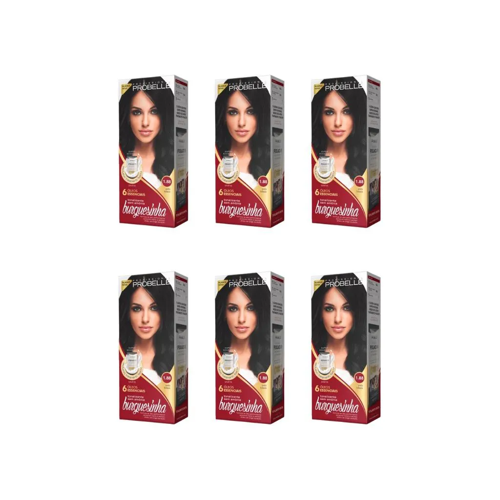 Coloraçao Probelle Burguesinha 1.88 Preto Tabaco-Kit C/6un