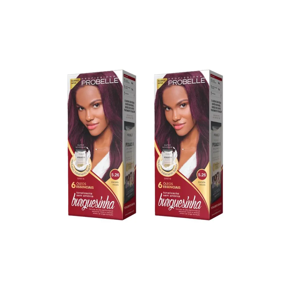 Coloraçao Probelle Burguesinha 5.26 Marsala Escuro-Kit 2un