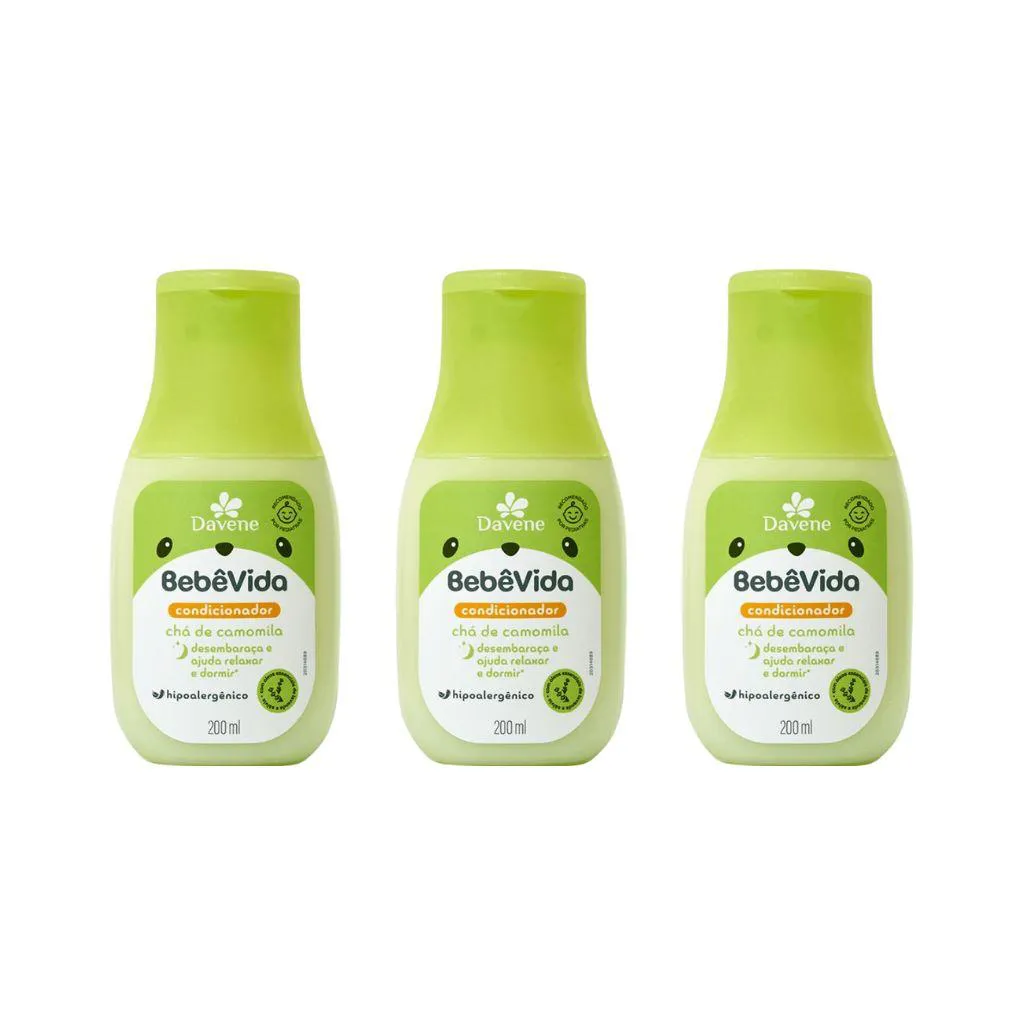 Condicionador Davene Bebe Vida Cha Camomila 200ml - 3un
