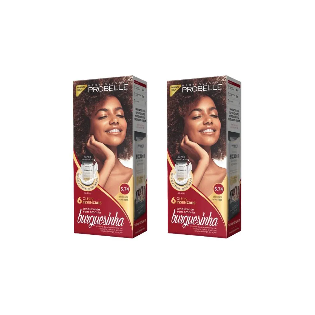 Coloraçao Probelle Burguesinha 5.74 Chocolate Acobreado-2un